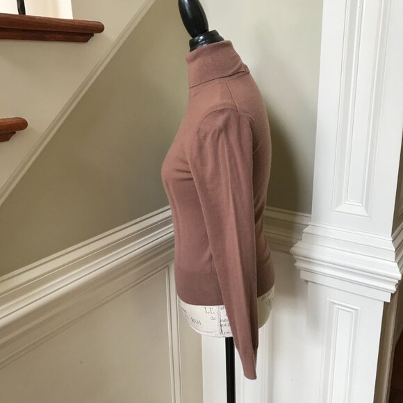 Joseph Cashmere Turtleneck Sweater Womens Small Pink Brown Long Sleeve Stretch - Picture 7 of 9